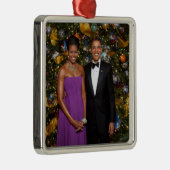 Kerst van President Barack Obama en Michelle Metalen Ornament (Rechts)