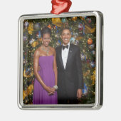 Kerst van President Barack Obama en Michelle Metalen Ornament (Links)