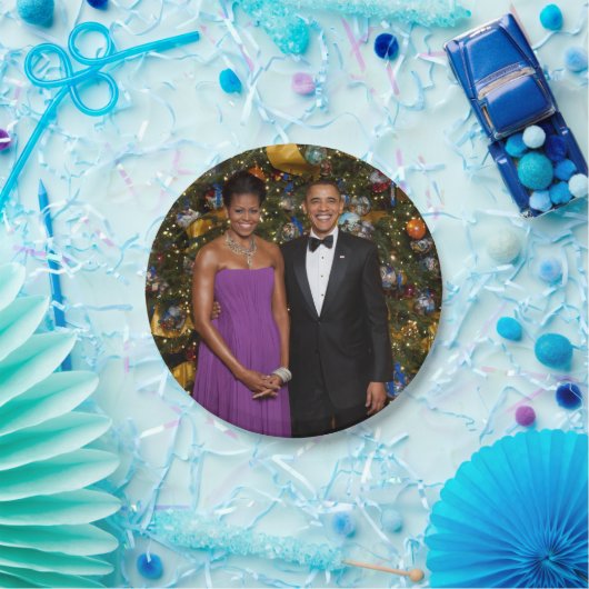 Kerst van President Barack Obama en Michelle Papieren Bordje (Feest)