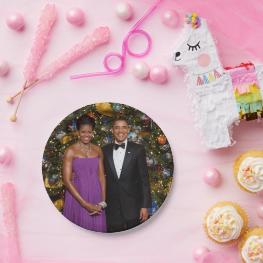 Kerst van President Barack Obama en Michelle Papieren Bordje (Feest)