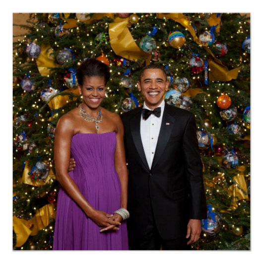 Kerst van President Barack Obama en Michelle Perfect Poster (Voorkant)
