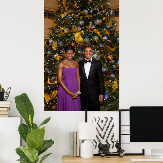 Kerst van President Barack Obama en Michelle Poster (Thuiskantoor)