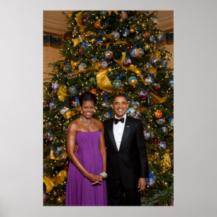 Kerst van President Barack Obama en Michelle Poster