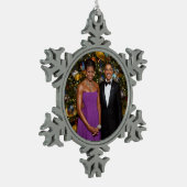 Kerst van President Barack Obama en Michelle Tin Sneeuwvlok Ornament (Links)