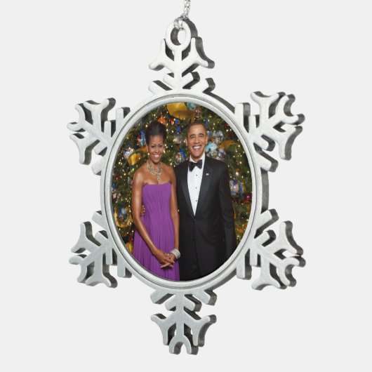 Kerst van President Barack Obama en Michelle Tin Sneeuwvlok Ornament (Rechts)