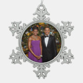 Kerst van President Barack Obama en Michelle Tin Sneeuwvlok Ornament (Voorkant)