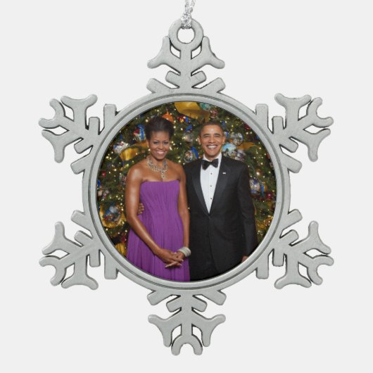 Kerst van President Barack Obama en Michelle Tin Sneeuwvlok Ornament (Voorkant)