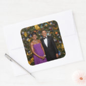 Kerst van President Barack Obama en Michelle Vierkante Sticker (Envelop)