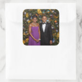 Kerst van President Barack Obama en Michelle Vierkante Sticker (Tas)