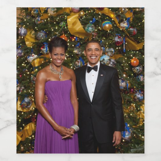 Kerst van President Barack Obama en Michelle Wijn Etiket (Enkel label)
