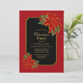Kerst van Red en Black Poinsettia Kaart (Staand voorkant)