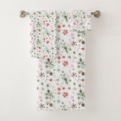 Kerst van rode en groene sneeuwvlokken bad handdoek (Insitu)