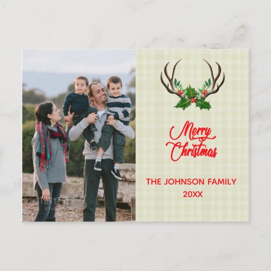 Kerst van Rotische Antlers Feestdagenkaart (Voorkant)