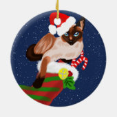 Kerst van Siamese katten met kous en kerstman Keramisch Ornament (Achterkant)