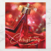 Kerst van Star Ornament Wijn Etiket (Enkel label)