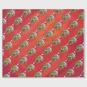 Kerst van Triceratops op rood Cadeaupapier (Vlak)