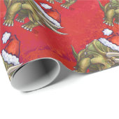 Kerst van Triceratops op rood Cadeaupapier (Rol Hoek)