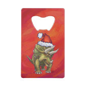 Kerst van Triceratops op rood Creditkaart Flessenopener (Voorkant)