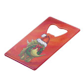 Kerst van Triceratops op rood Creditkaart Flessenopener (Achterkant Gekanteld)