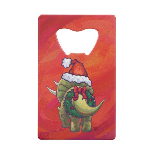 Kerst van Triceratops op rood Creditkaart Flessenopener (Achterkant)
