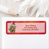 Kerst van Triceratops op rood Etiket (Insitu)