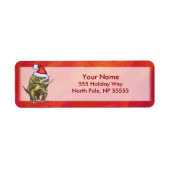 Kerst van Triceratops op rood Etiket (Voorkant)