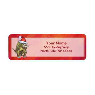 Kerst van Triceratops op rood Etiket