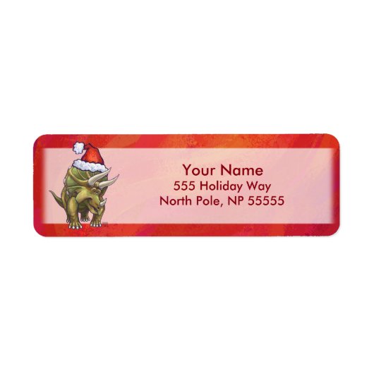 Kerst van Triceratops op rood Etiket (Voorkant)