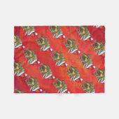 Kerst van Triceratops op rood Fleece Deken (Voorkant (Horizontaal))