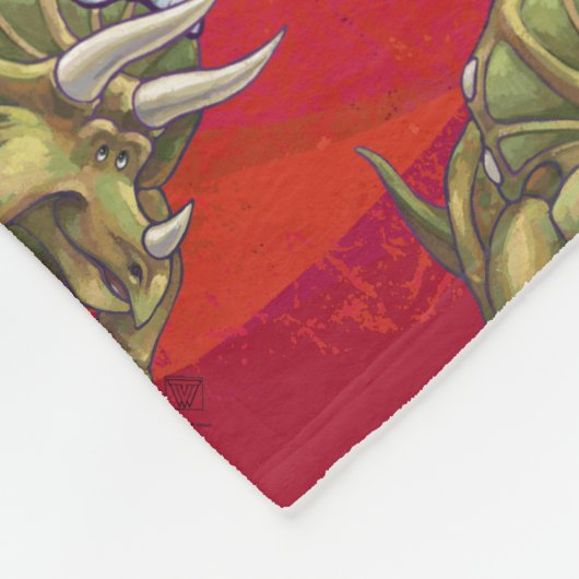 Kerst van Triceratops op rood Fleece Deken (Hoek)