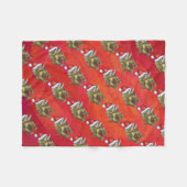 Kerst van Triceratops op rood Fleece Deken (Voorkant (Horizontaal))