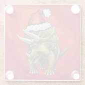 Kerst van Triceratops op rood Glazen Onderzetter (Achterkant)