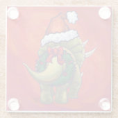 Kerst van Triceratops op rood Glazen Onderzetter (Achterkant)
