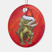 Kerst van Triceratops op rood Keramisch Ornament (Links)