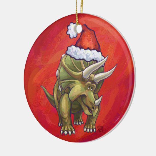 Kerst van Triceratops op rood Keramisch Ornament (Links)