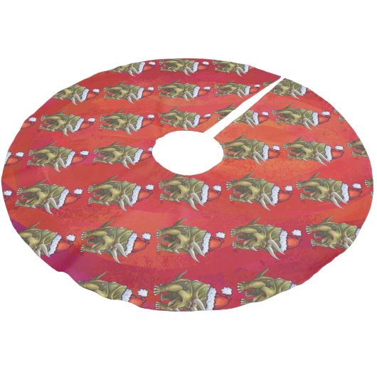 Kerst van Triceratops op rood Kerstboom Rok (Gekanteld)