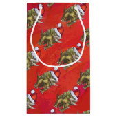 Kerst van Triceratops op rood Klein Cadeauzakje (Achterkant)