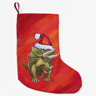 Kerst van Triceratops op rood Kleine Kerstsok