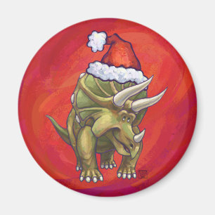 Kerst van Triceratops op rood Magneet