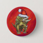 Kerst van Triceratops op rood Ronde Button 5,7 Cm (Voorkant)