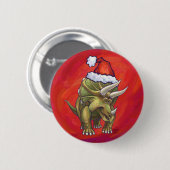 Kerst van Triceratops op rood Ronde Button 5,7 Cm (Voorkant /achterkant)
