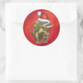 Kerst van Triceratops op rood Ronde Sticker (Tas)