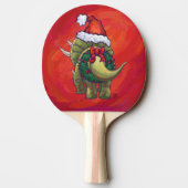 Kerst van Triceratops op rood Tafeltennisbatje (Achterkant)