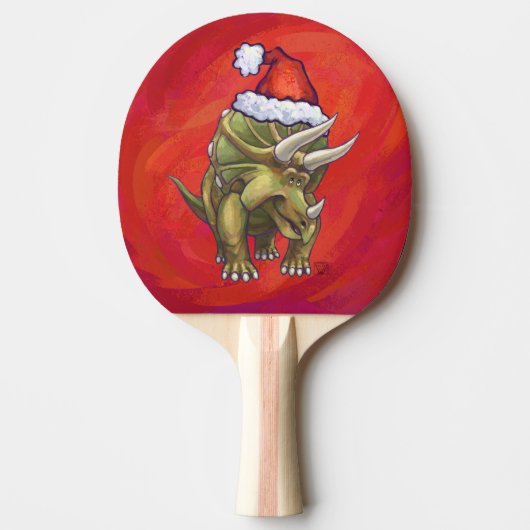 Kerst van Triceratops op rood Tafeltennisbatje (Voorkant)