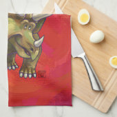 Kerst van Triceratops op rood Theedoek (Quarter Fold)