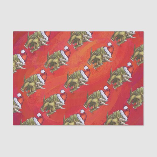 Kerst van Triceratops op rood Tissuepapier (Voorkant)