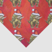 Kerst van Triceratops op rood Tissuepapier (Detail)