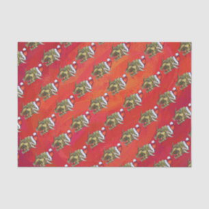 Kerst van Triceratops op rood Tissuepapier