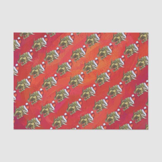 Kerst van Triceratops op rood Tissuepapier (Voorkant)