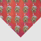 Kerst van Triceratops op rood Tissuepapier (Detail)